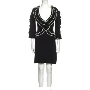 Ronny Kobo Collection- Shiva Black and White Tiered Ruffle Dress- M
